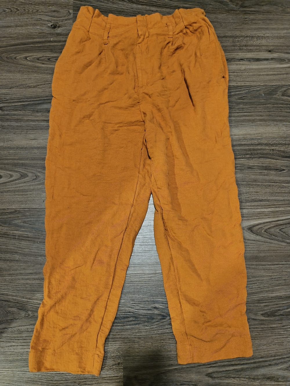 a new day Orange Cropped Linen-Blend Pants